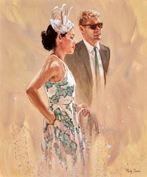 Standing Couple At Ascot by Mark Spain - Original Painting on Board sized 20x24 inches. Available from Whitewall Galleries